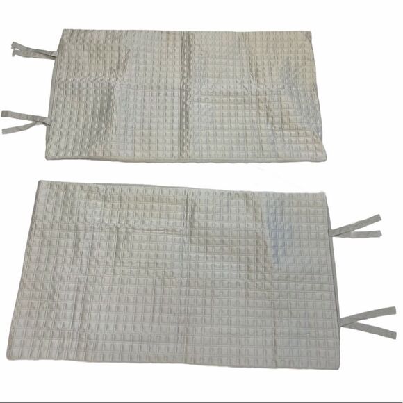 DKNY Satin Gray Window Pane Quilt Double Tie KING Pillow Sham Set - Picture 6 of 14